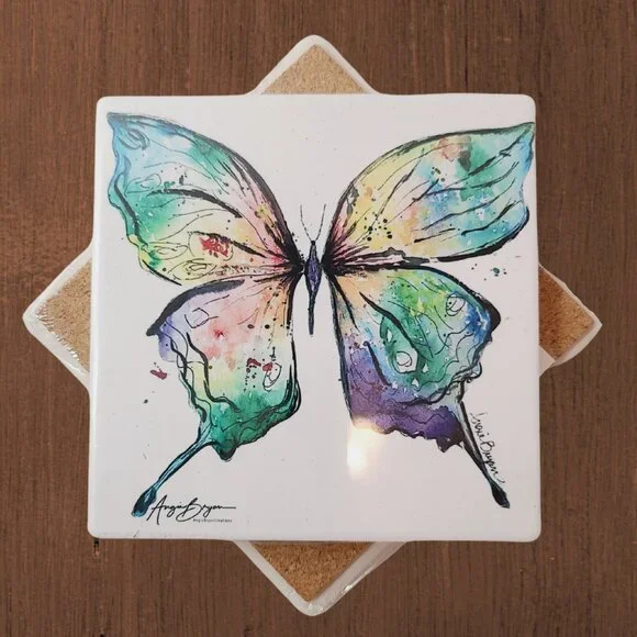 Butterfly Sandstone Coaster created by Angie Bryan of Angie Bryan Creations - Picture 2 of 6